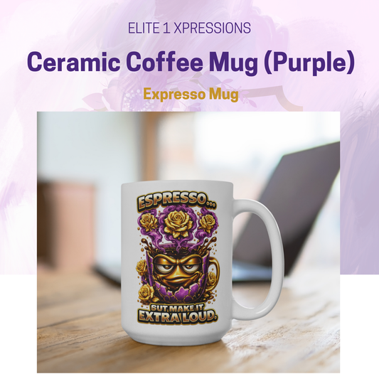 Expresso Mug (Purple) | 15oz Ceramic Coffee Cup