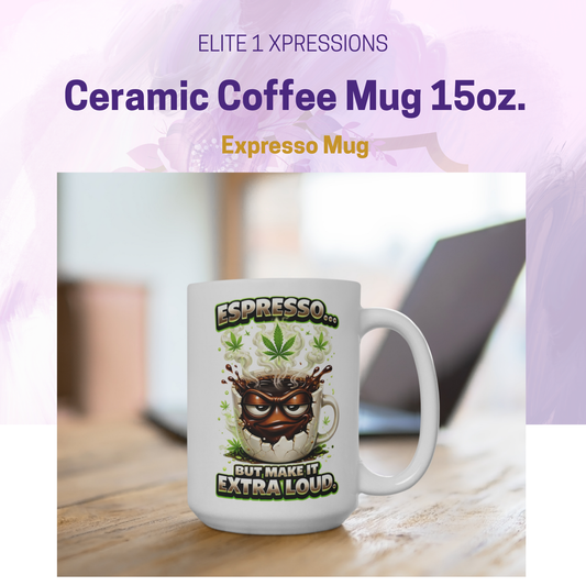 Expresso Mug | 15oz Ceramic Coffee Cup