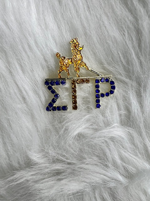 Brooch ~ Sigma Gamma Rho - Greek letters & Poodle