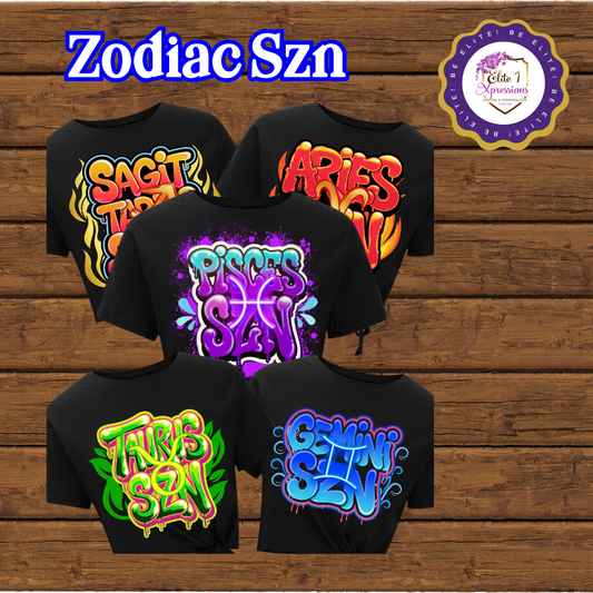 Zodiac SZN T-Shirt | Custom Graffiti Style | Astrology Birthday Tee | All Zodiac Signs | Elite 1 Xpressions