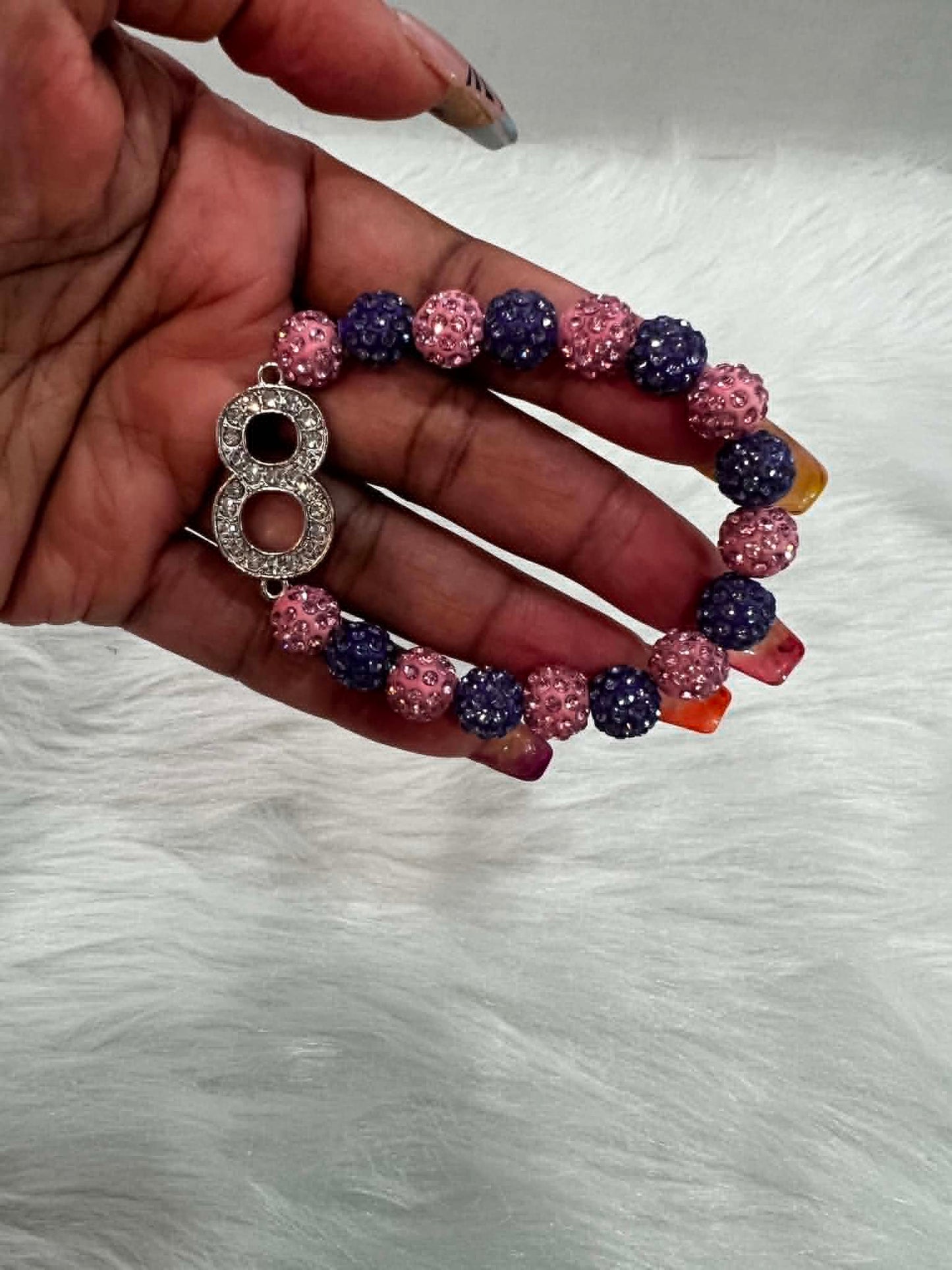 Bracelet ~ Crystal Number  Pink & Purple Bling Edition