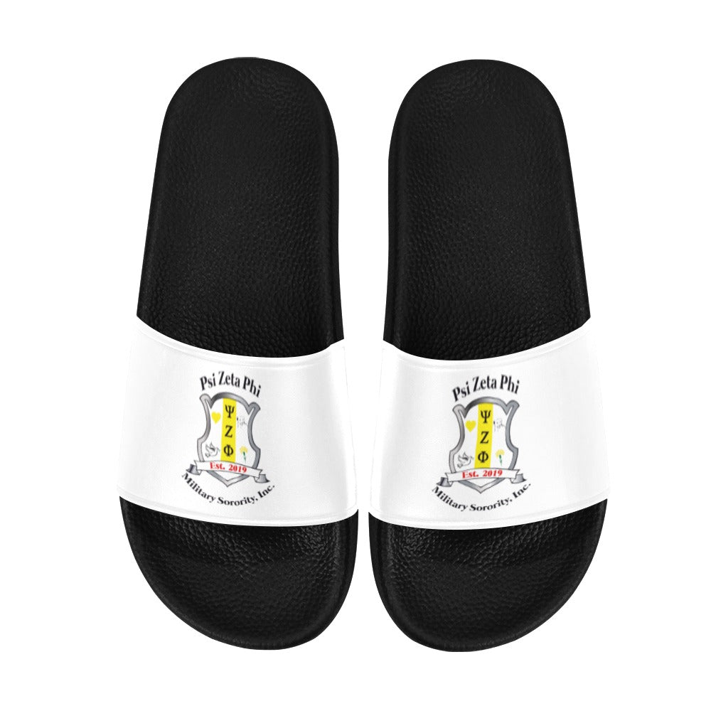 Slide Sandals ~ Psi Zeta Phi (White/Black Sole)