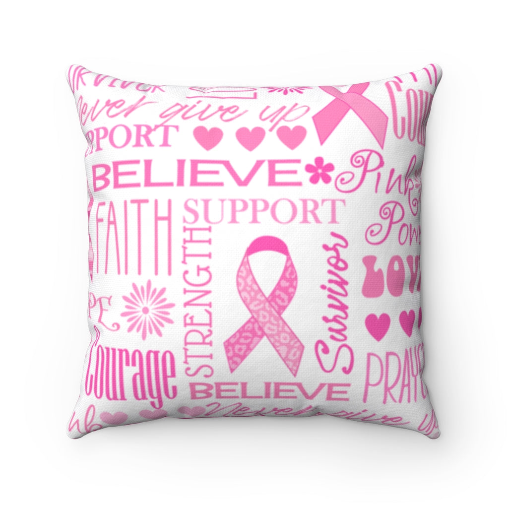 Breast Cancer "Words" Spun Polyester Square Pillow