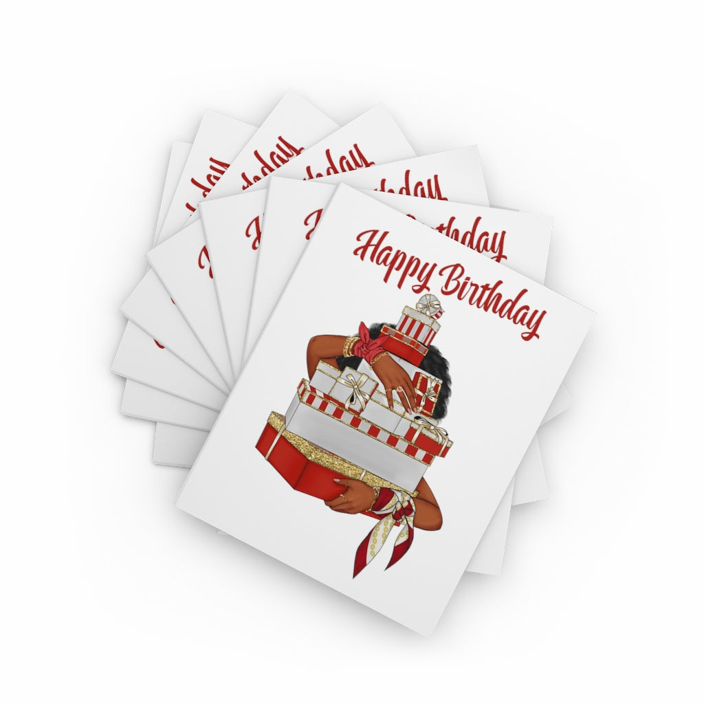 Happy Birthday (Red & White) Greeting cards (8, 16, 24 pcs)