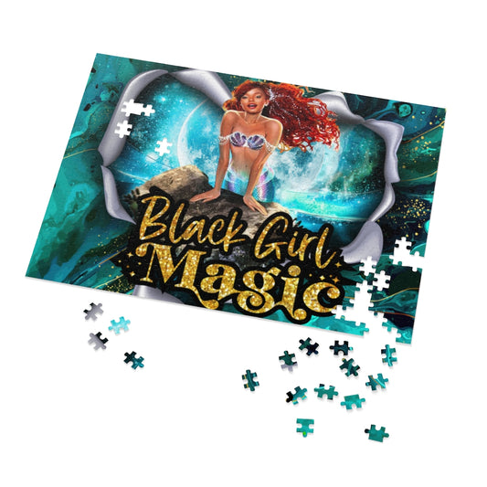Black Girl Magic Lil Mermaid Jigsaw Puzzle (30, 110, 252 or 500-Piece)