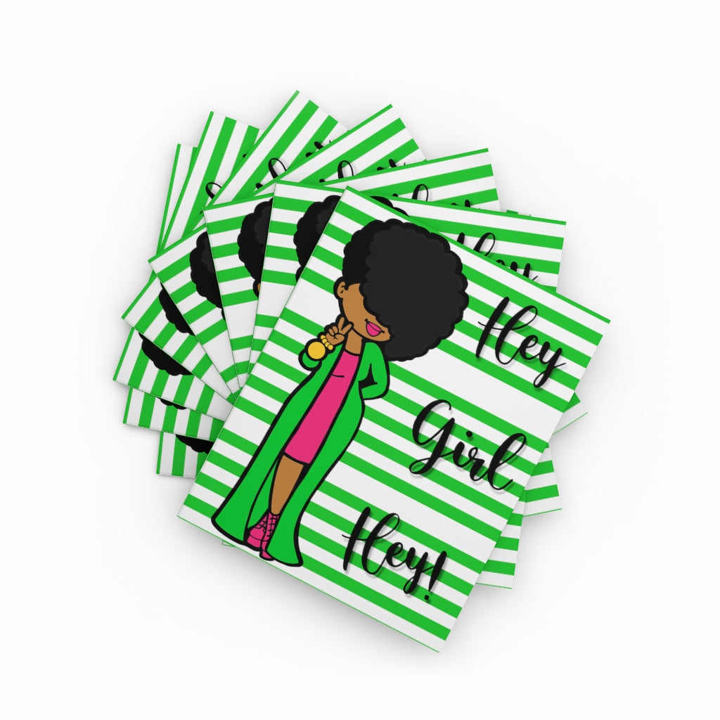 Hey Girl (Green) Greeting cards (8, 16, 24 pcs)