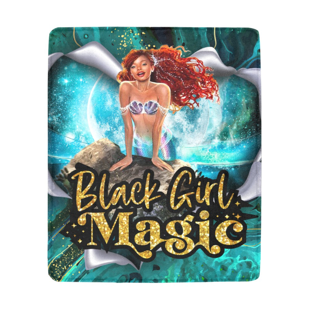 Black Girl Magic Mermaid Fleece Blanket