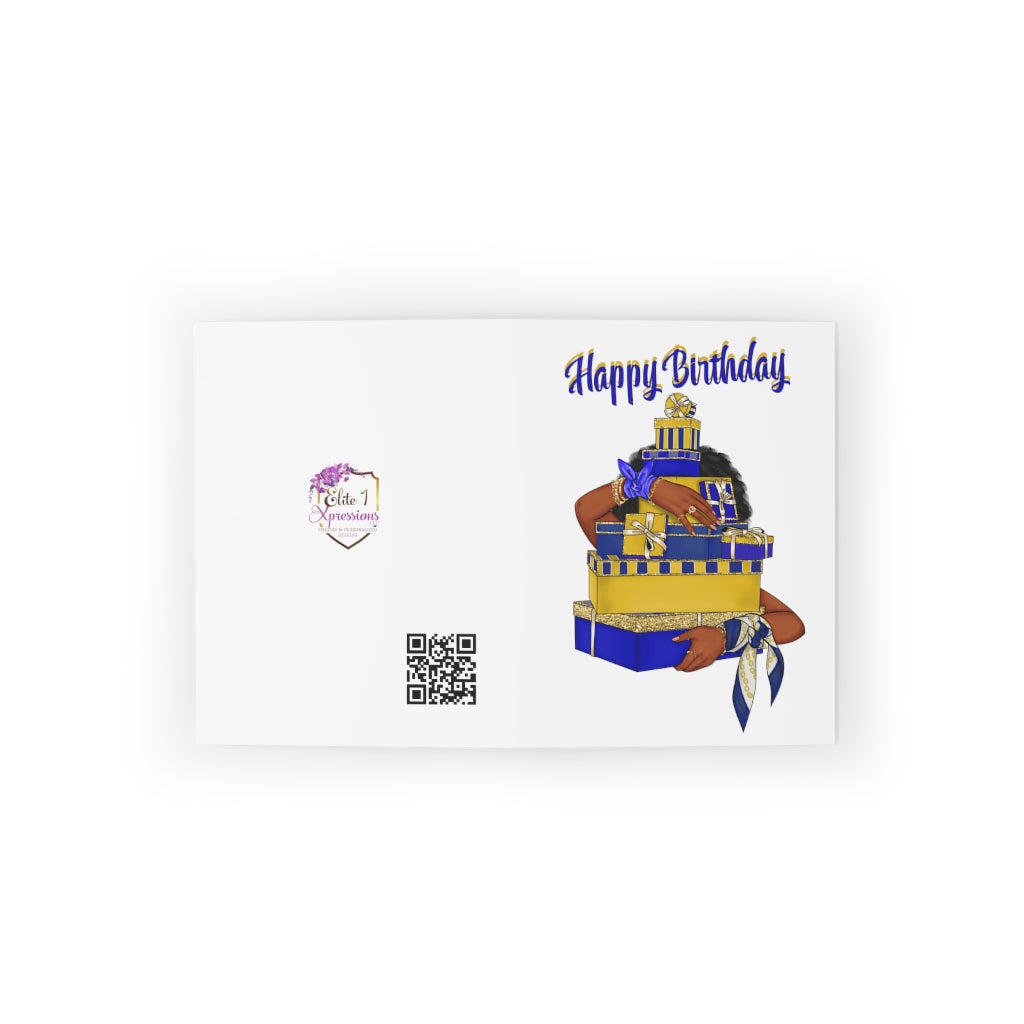 Happy Birthday (Blue & Yellow) Greeting cards ~ White (8, 16, 24 pcs)