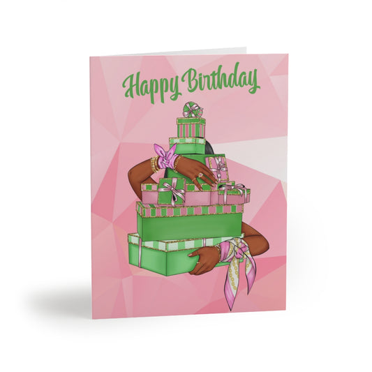 Happy Birthday (Pink & Green) Greeting cards ~ Pink (8, 16, 24 pcs)
