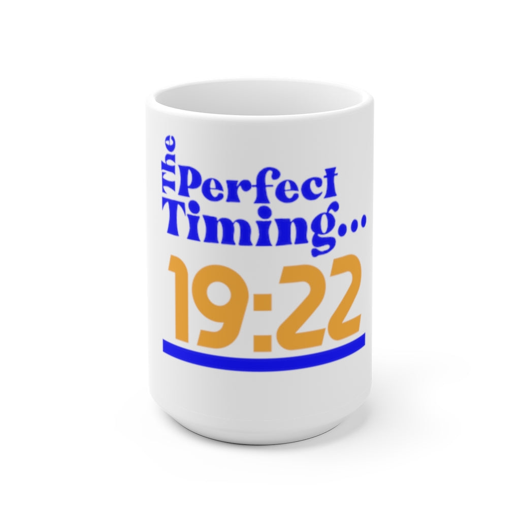 SGRHO 19:22 "Perfect Timing" Ceramic Mug (Blue Letters)