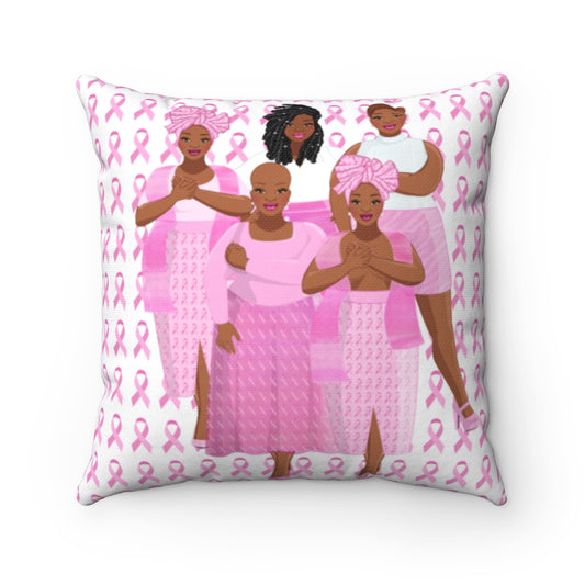 Breast Cancer Spun Polyester Square Pillow