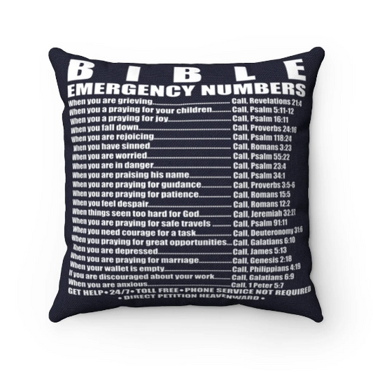 BIBLE Emergency Number Square Throw Pillow