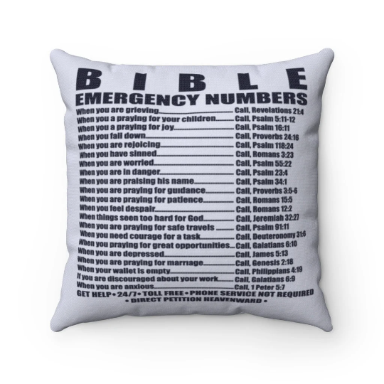 BIBLE Emergency Number Square Throw Pillow