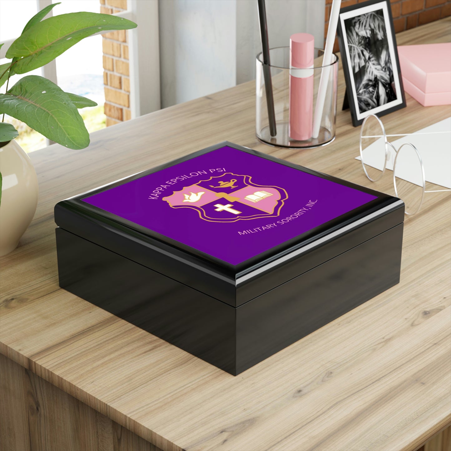 Jewelry Box - Kappa Epsilon Psi Crest  & Name (Purple)