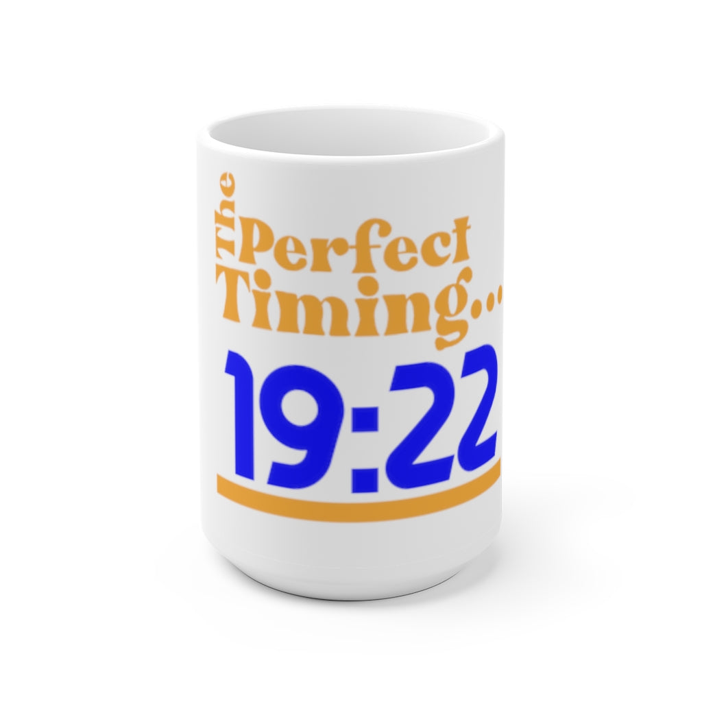 SGRHO 19:22 "Perfect Timing" Ceramic Mug (Gold Letters)